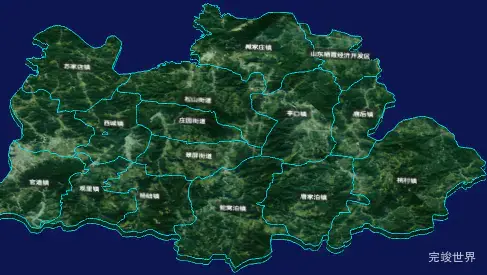 threejs烟台市栖霞市geoJson地图3d地图自定义贴图加CSS3D标签