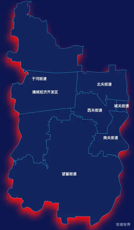 echarts潍坊市潍城区geoJson地图阴影