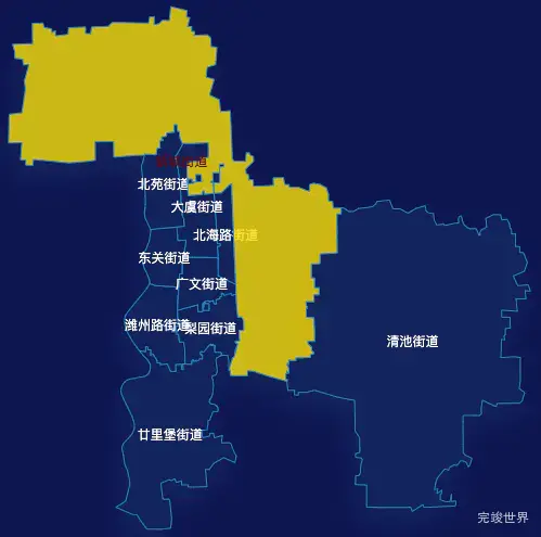 echarts潍坊市奎文区geoJson地图地图下钻展示