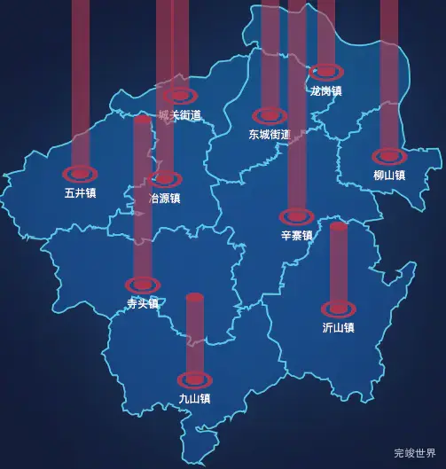 echarts潍坊市临朐县geoJson地图添加柱状图