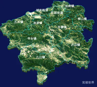 echarts潍坊市临朐县geoJson地图3d地图自定义贴图-绿色地面