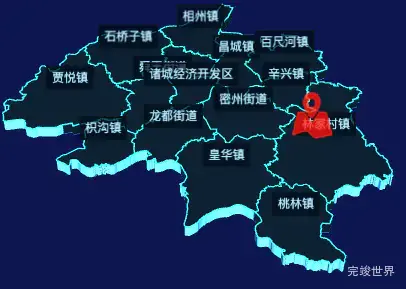 echarts潍坊市诸城市geoJson地图3d地图自定义图标