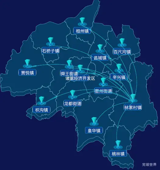 echarts潍坊市诸城市geoJson地图label自定义样式