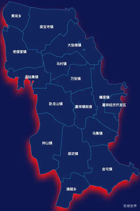 echarts济宁市嘉祥县geoJson地图阴影