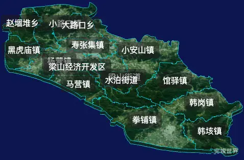 threejs济宁市梁山县geoJson地图3d地图自定义贴图加CSS2D标签