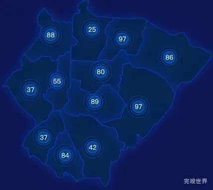 echarts德州市平原县geoJson地图圆形波纹状气泡图