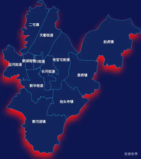 echarts德州市德州天衢新区geoJson地图阴影