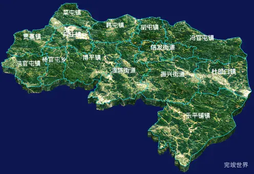 echarts聊城市茌平区geoJson地图3d地图自定义贴图-绿色地面