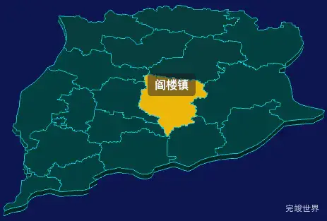 threejs聊城市阳谷县geoJson地图3d地图鼠标移入显示标签并高亮