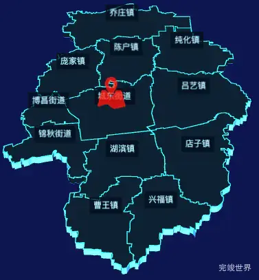 echarts滨州市博兴县geoJson地图3d地图自定义图标