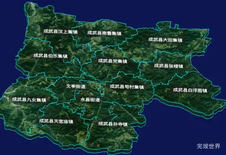 threejs菏泽市成武县geoJson地图3d地图自定义贴图加CSS3D标签