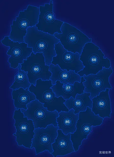 echarts菏泽市郓城县geoJson地图圆形波纹状气泡图