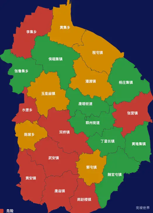 echarts菏泽市郓城县geoJson地图定义颜色