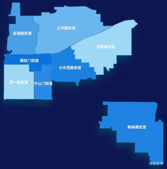 echarts西安市新城区geoJson地图 tooltip轮播