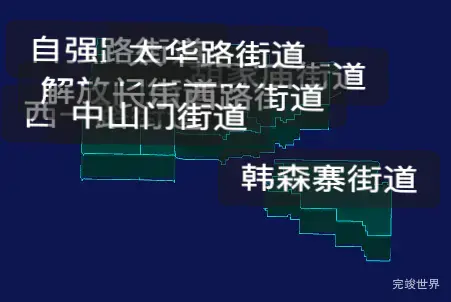 threejs西安市新城区geoJson地图3d地图CSS3D标签