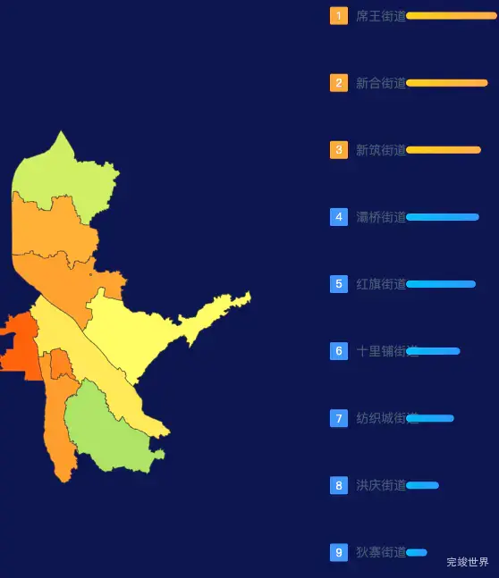 echarts西安市灞桥区geoJson地图地图排行榜效果