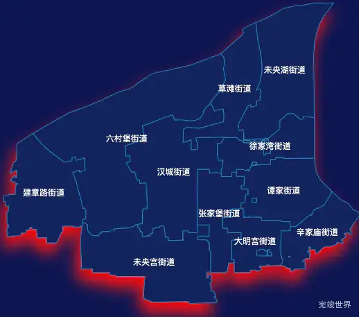 echarts西安市未央区geoJson地图阴影