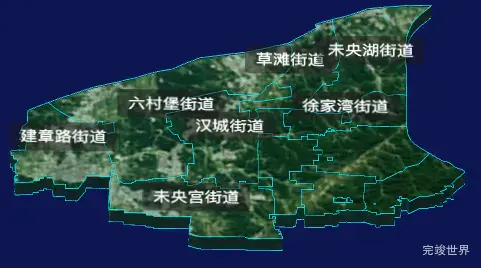 threejs西安市未央区geoJson地图3d地图自定义贴图加CSS3D标签