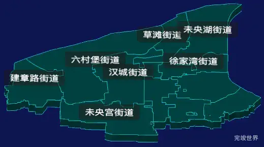 threejs西安市未央区geoJson地图3d地图CSS3D标签