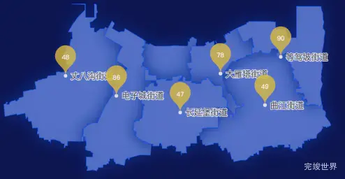 echarts西安市雁塔区geoJson地图水滴状气泡图