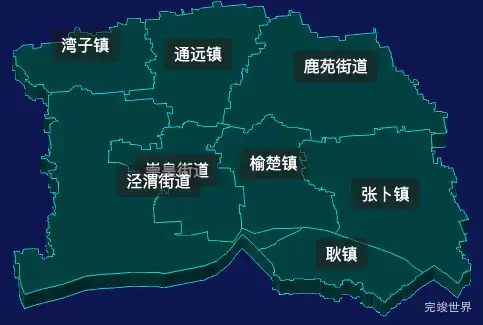 threejs西安市高陵区geoJson地图3d地图css2d标签