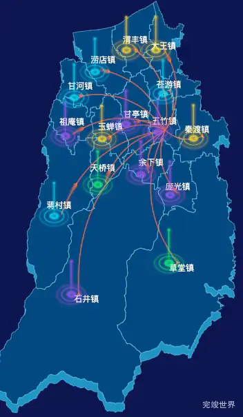 echarts西安市鄠邑区geoJson地图飞线图