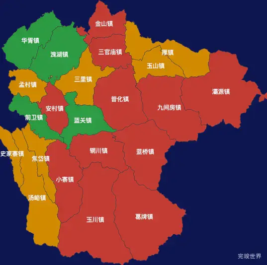 echarts西安市蓝田县geoJson地图定义颜色