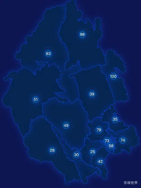 echarts铜川市耀州区geoJson地图圆形波纹状气泡图