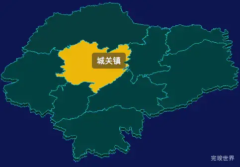 threejs铜川市宜君县geoJson地图3d地图鼠标移入显示标签并高亮