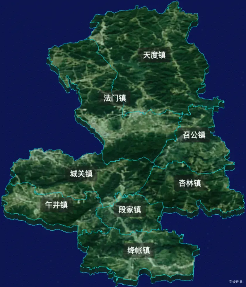 threejs宝鸡市扶风县geoJson地图3d地图css2d标签