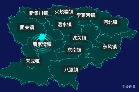 threejs宝鸡市陇县geoJson地图3d地图CSS2D外加旋转棱锥