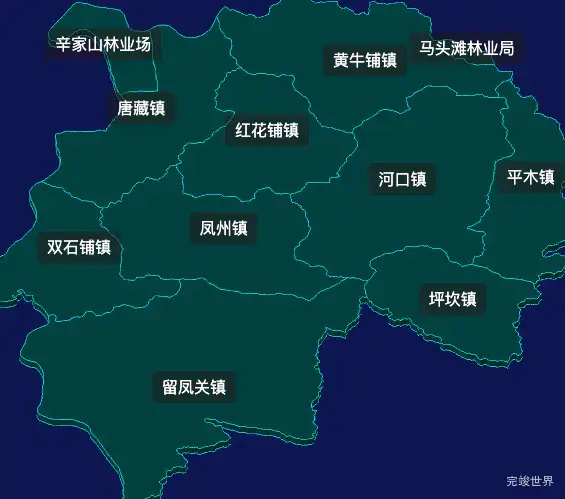 threejs宝鸡市凤县geoJson地图3d地图css2d标签