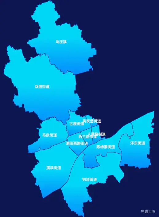 echarts咸阳市秦都区geoJson地图局部颜色渐变