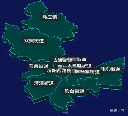 threejs咸阳市秦都区geoJson地图3d地图CSS3D标签