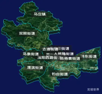 threejs咸阳市秦都区geoJson地图3d地图自定义贴图加CSS3D标签