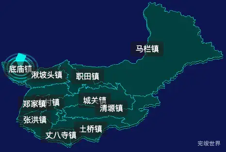 threejs咸阳市旬邑县geoJson地图3d地图CSS2D外加旋转棱锥