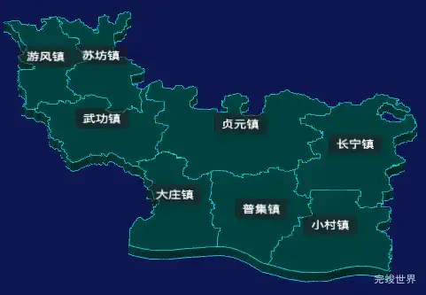 threejs咸阳市武功县geoJson地图3d地图CSS3D标签