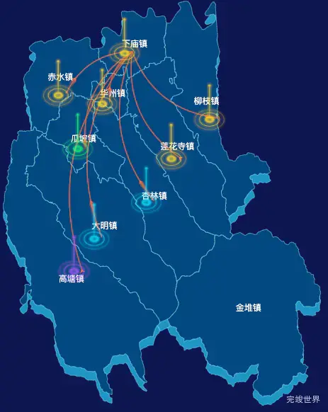 echarts渭南市华州区geoJson地图迁徙图