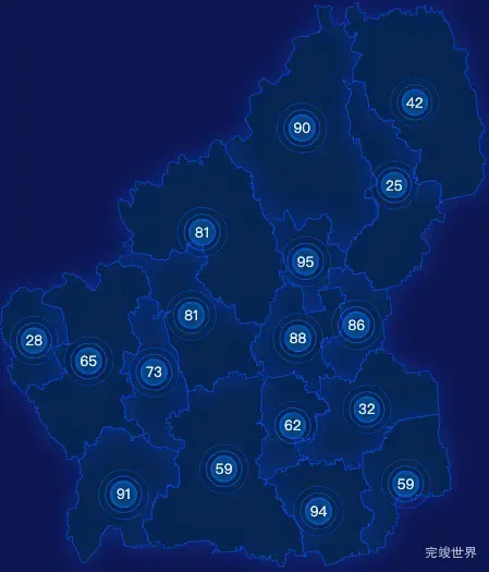 echarts渭南市富平县geoJson地图圆形波纹状气泡图