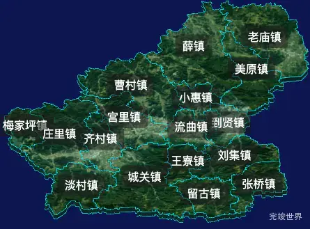 threejs渭南市富平县geoJson地图3d地图自定义贴图加CSS2D标签