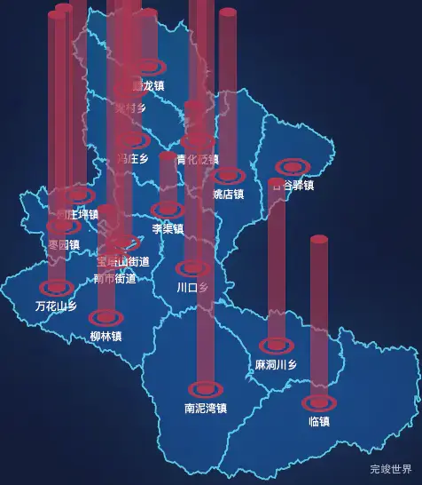 echarts延安市宝塔区geoJson地图添加柱状图