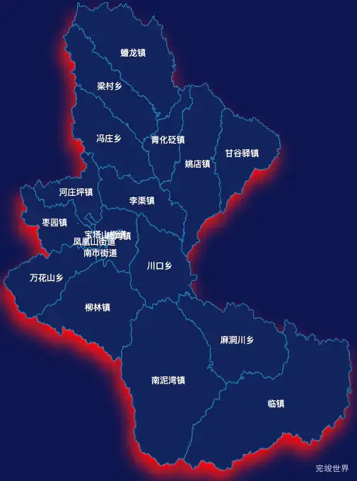 echarts延安市宝塔区geoJson地图阴影