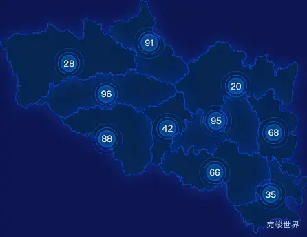 echarts延安市延川县geoJson地图圆形波纹状气泡图