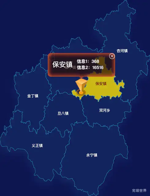 echarts延安市志丹县geoJson地图点击弹出自定义弹窗