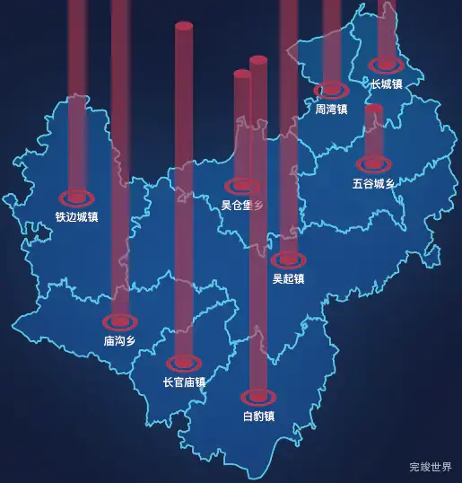 echarts延安市吴起县geoJson地图添加柱状图