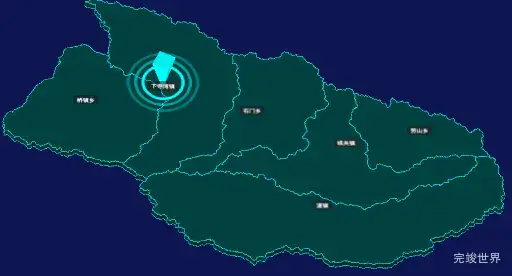 threejs延安市甘泉县geoJson地图3d地图添加旋转棱锥