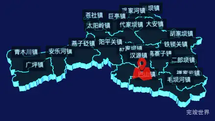 echarts汉中市宁强县geoJson地图3d地图自定义图标