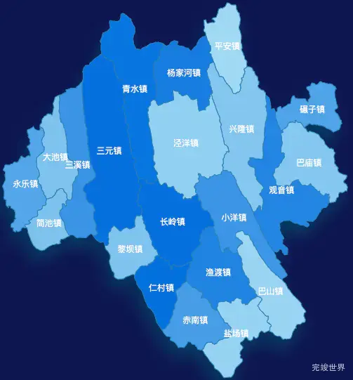 echarts汉中市镇巴县geoJson地图 tooltip轮播