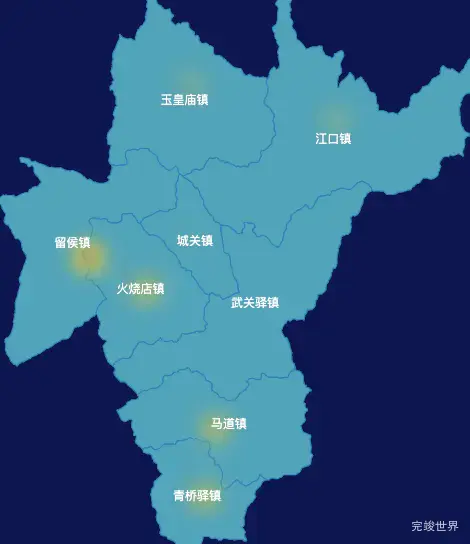 echarts汉中市留坝县geoJson地图热力图