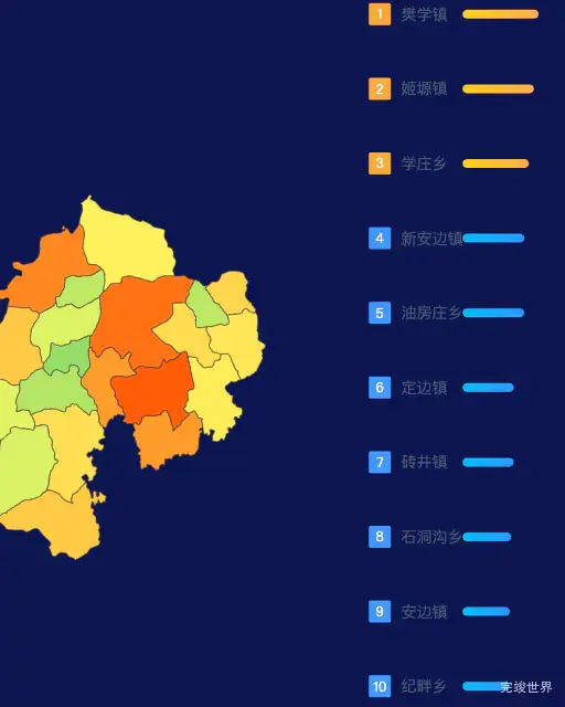 echarts榆林市定边县geoJson地图地图排行榜效果